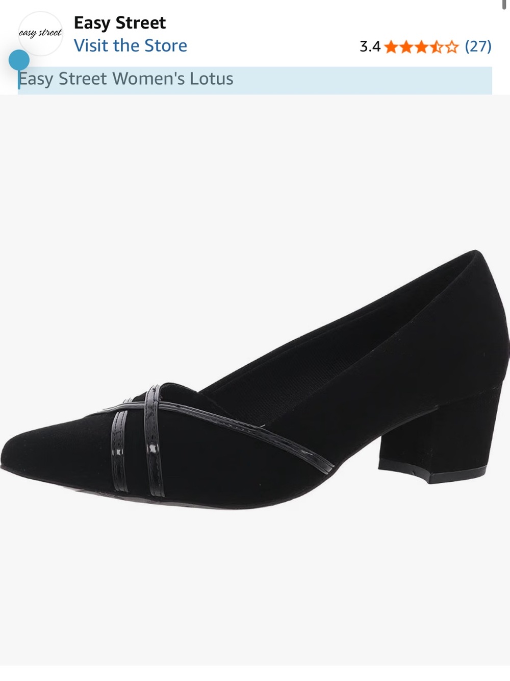 easy street Black Pointed Toe Low Block Heel Pumps